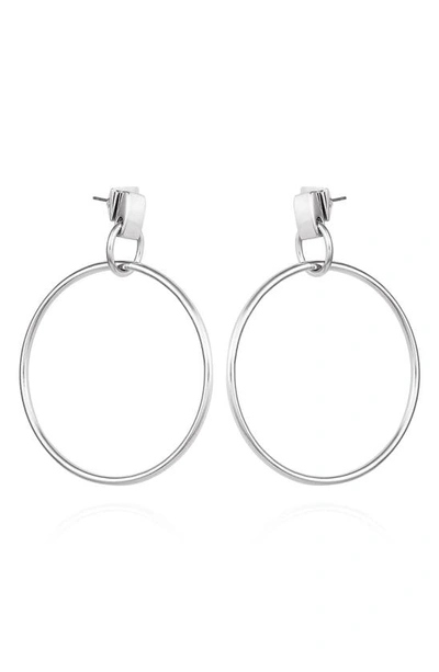 Vince Camuto Stylish Drop Hoop Earrings In Silver-tone