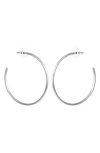 Vince Camuto Sleek Large Open Hoop Clip On Earrings In Silver