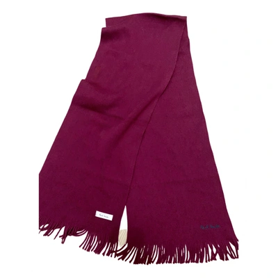 Pre-owned Paul Smith Wool Scarf & Pocket Square In Burgundy