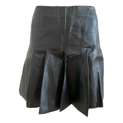 Pre-owned Mcq By Alexander Mcqueen Leather Mini Skirt In Black