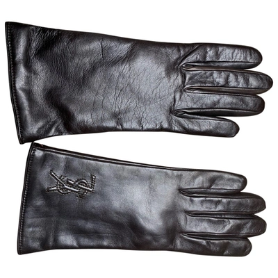 Pre-owned Saint Laurent Leather Gloves In Brown