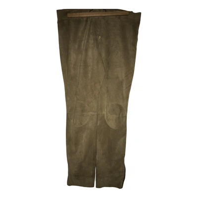 Pre-owned Marni Leather Straight Pants In Beige