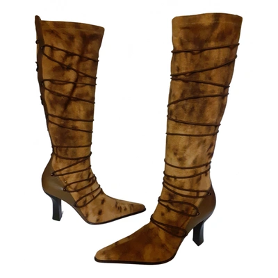 Pre-owned Baldinini Boots In Camel