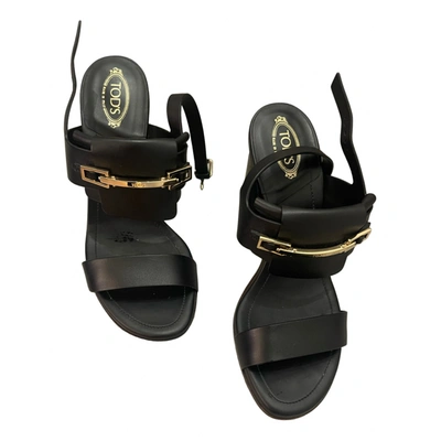 Pre-owned Tod's Leather Sandals In Black