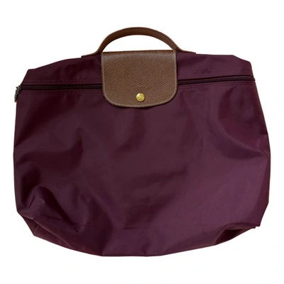 Pre-owned Longchamp 3d Linen Bag In Purple
