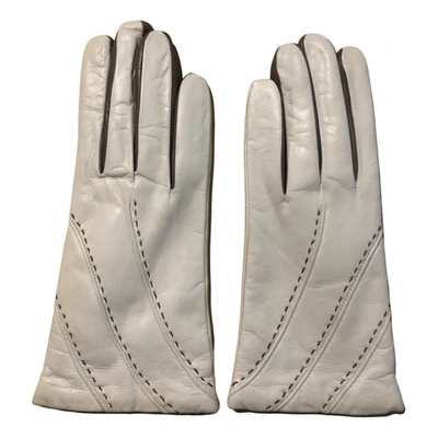 Pre-owned Sermoneta Gloves Leather Gloves In White