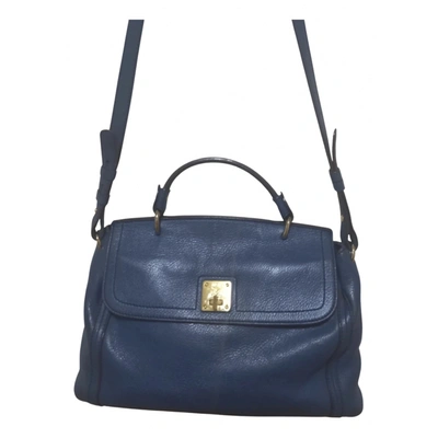 Pre-owned Mcm Leather Crossbody Bag In Navy