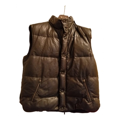 Pre-owned Cruciani Leather Puffer In Brown