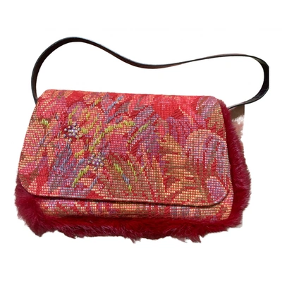 Pre-owned Etro Glitter Handbag In Burgundy