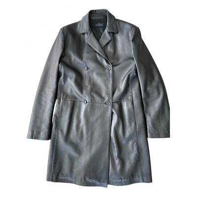 Pre-owned Valentino Leather Trench Coat In Black