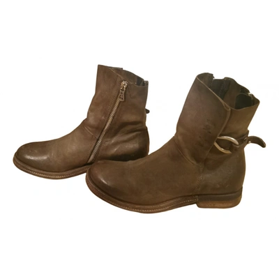 Pre-owned As98 Leather Ankle Boots In Khaki
