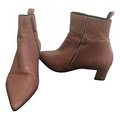 Pre-owned Bruno Premi Leather Ankle Boots In Pink