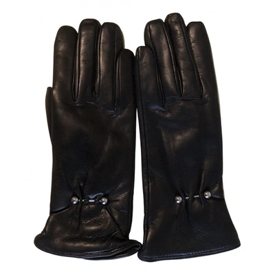 Pre-owned Sermoneta Gloves Leather Gloves In Black