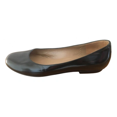 Pre-owned Bruno Magli Leather Ballet Flats In Black