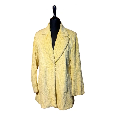 Pre-owned Whistles Faux Fur Jacket In Yellow