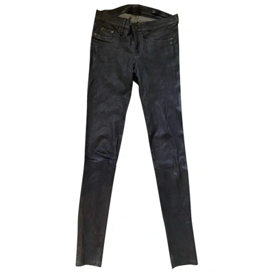 Pre-owned Rag & Bone Leather Slim Pants In Black