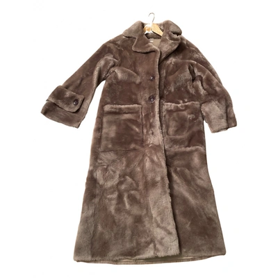 Pre-owned Utzon Faux Fur Coat In Brown