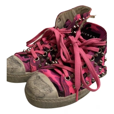 Pre-owned Gienchi Cloth Trainers In Pink