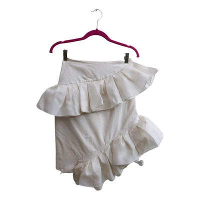 Pre-owned Emilio De La Morena Linen Mini Skirt In Ecru