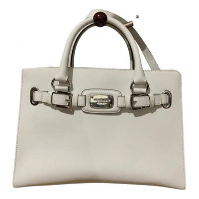Pre-owned Michael Kors Hamilton Leather Satchel In White