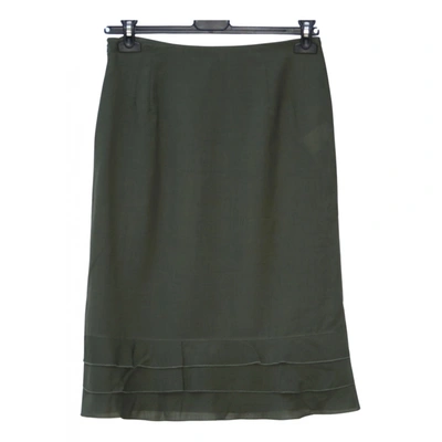Pre-owned Valentino Wool Mid-length Skirt In Khaki