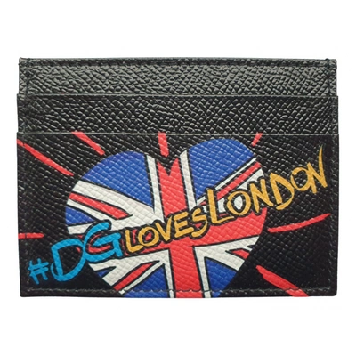 Pre-owned Dolce & Gabbana Leather Card Wallet In Black