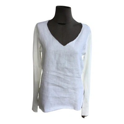 Pre-owned Majestic Linen Top In White