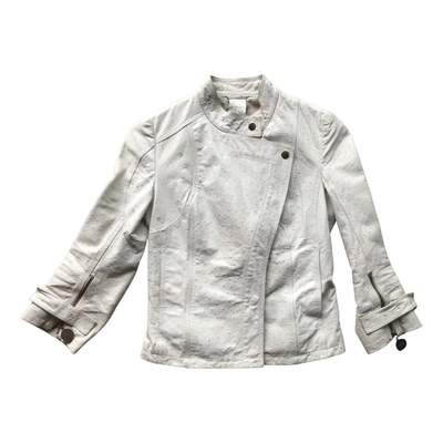 Pre-owned Patrizia Pepe Leather Jacket In White