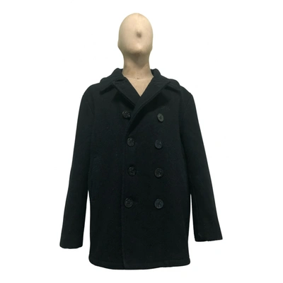 Pre-owned Schott Wool Peacoat In Blue