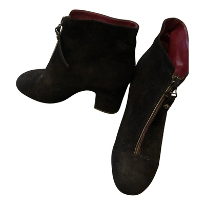 Pre-owned Carmens Leather Ankle Boots In Black