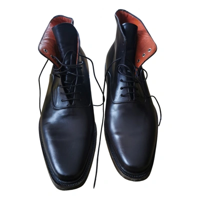 Pre-owned Santoni Leather Boots In Black