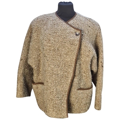 Pre-owned Max Mara Atelier Wool Short Vest In Beige