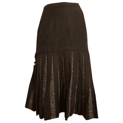 Pre-owned Valentino Vlogo Wool Maxi Skirt In Grey
