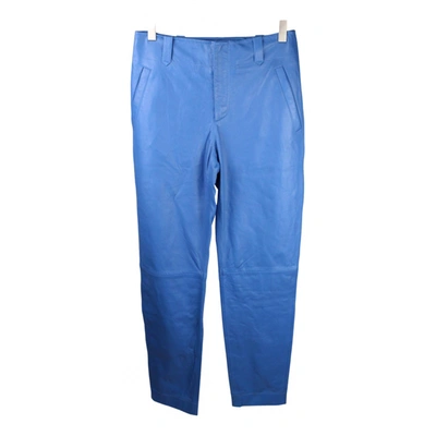 Pre-owned Philosophy Di Alberta Ferretti Leather Trousers In Blue