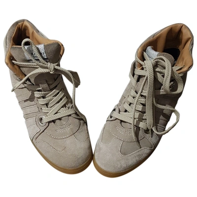 Pre-owned Serafini Manhattan Leather Trainers In Beige