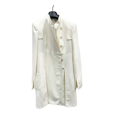 Pre-owned Alexander Mcqueen Silk Coat In White