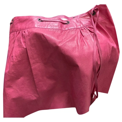 Pre-owned Valentino Leather Mini Skirt In Pink