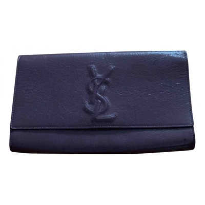Pre-owned Saint Laurent Belle De Jour Patent Leather Clutch Bag In Purple