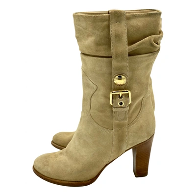 Pre-owned Louis Vuitton Ankle Boots In Beige
