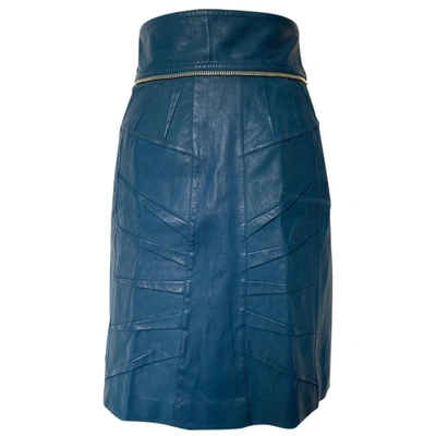 Pre-owned Matthew Williamson Leather Skirt In Blue