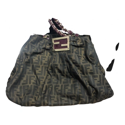 Pre-owned Fendi Mia Cloth Handbag In Brown