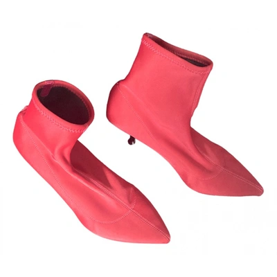 Pre-owned Sergio Rossi Sr1 Ankle Boots In Red