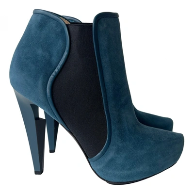 Pre-owned Aperlai Ankle Boots In Blue