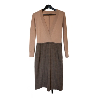 Pre-owned Dolce & Gabbana Cashmere Mid-length Dress In Camel
