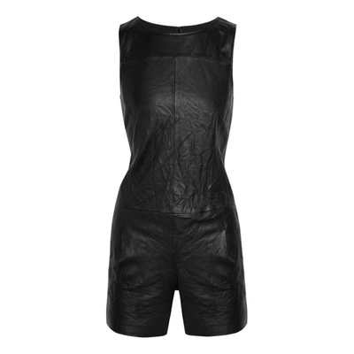 Pre-owned Theory Leather Jumpsuit In Black
