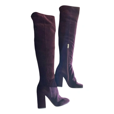 Pre-owned Gianvito Rossi Velvet Riding Boots In Purple