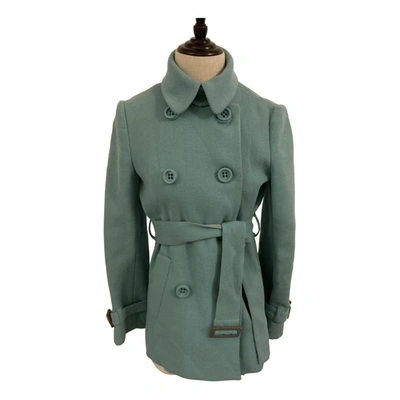 Pre-owned Moschino Cheap And Chic Wool Peacoat In Turquoise