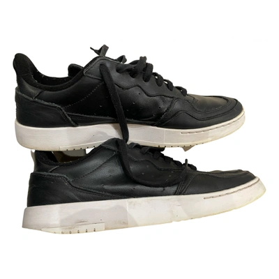 Pre-owned Adidas Originals Leather Low Trainers In Black