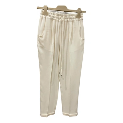 Pre-owned Kiton Silk Carot Pants In White