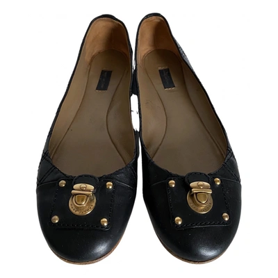 Pre-owned Marc Jacobs Leather Ballet Flats In Black